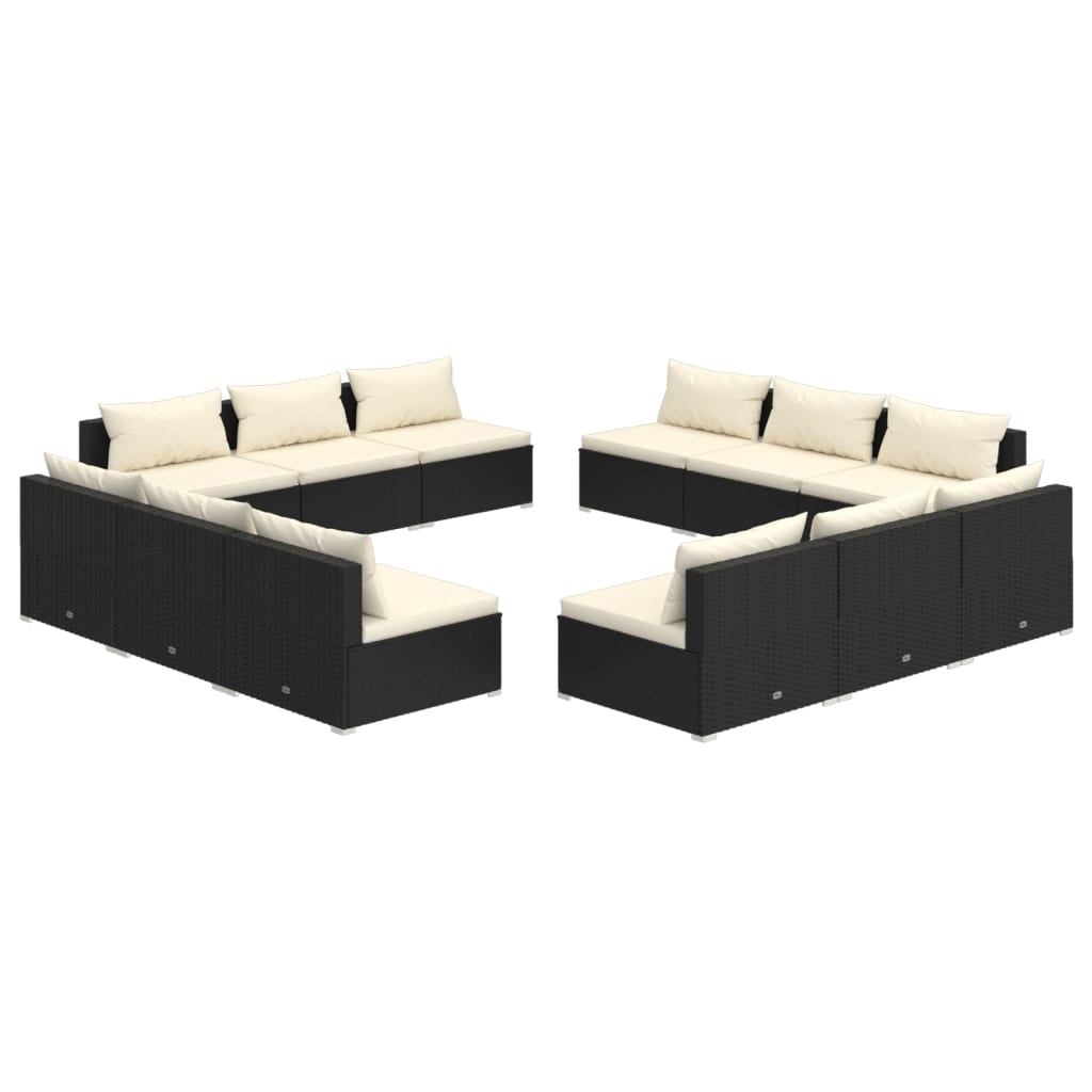 Garden Lounge Set Black, Cream