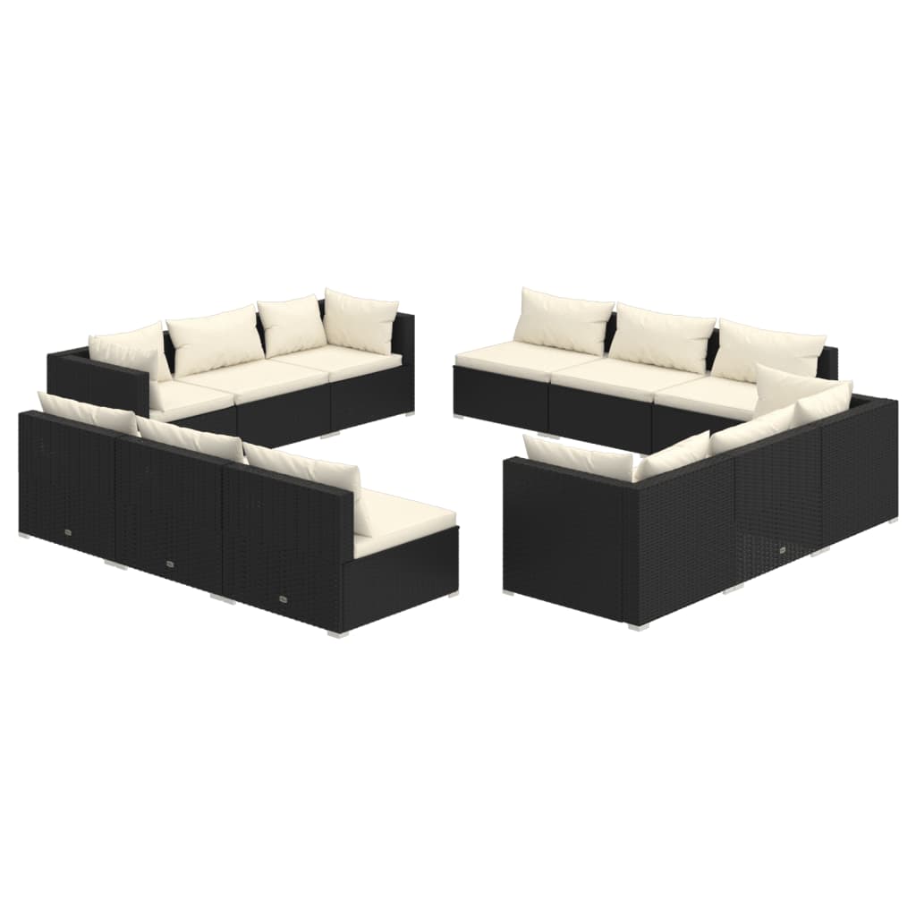 Garden Lounge Set Black, Cream