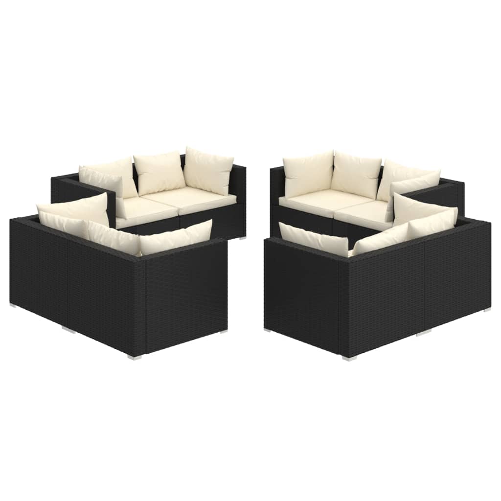 Garden Lounge Set Black, Cream