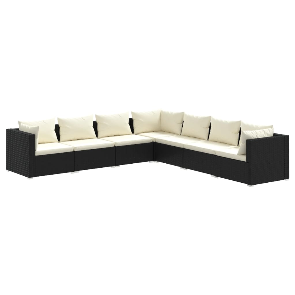 Garden Lounge Set Black, Cream