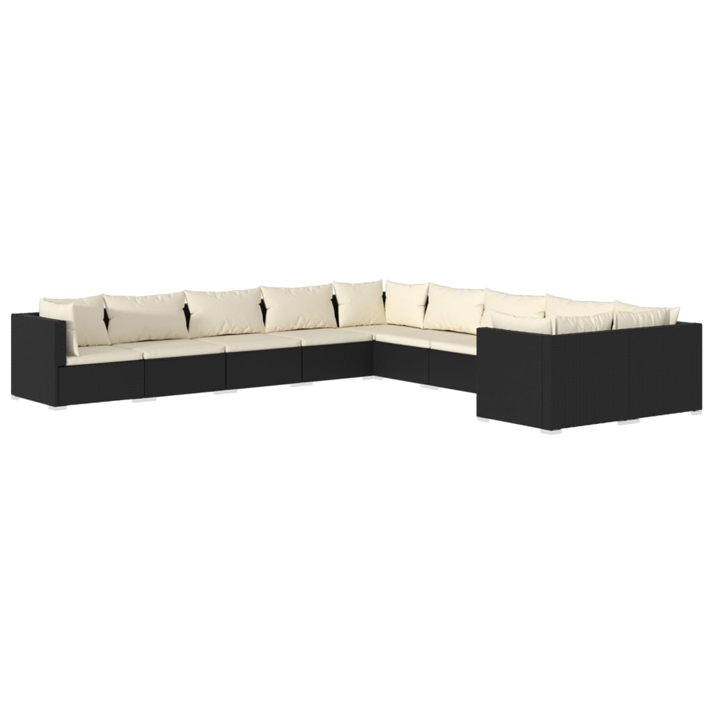 Garden Lounge Set Black, Cream