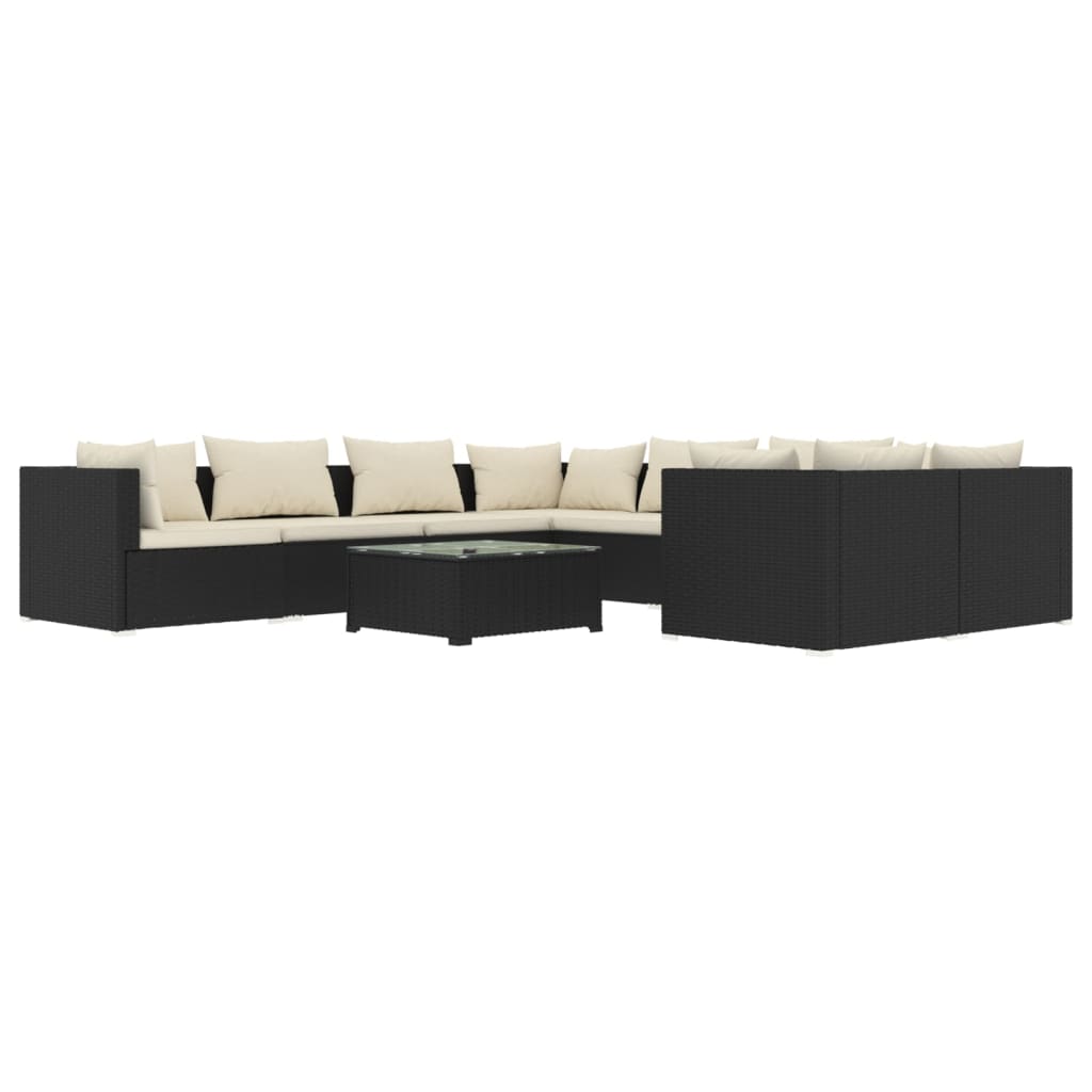 Garden Lounge Set Black, Cream