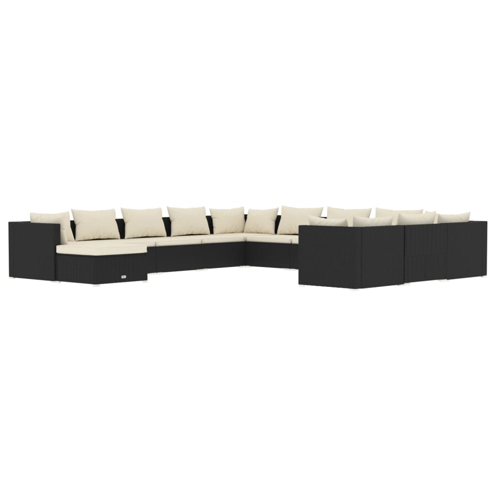 Garden Lounge Set Black, Cream