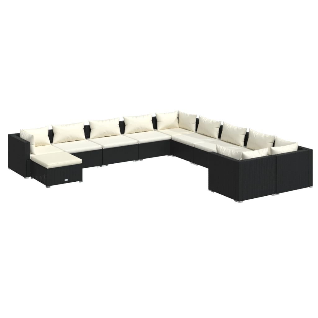 Garden Lounge Set Black, Cream