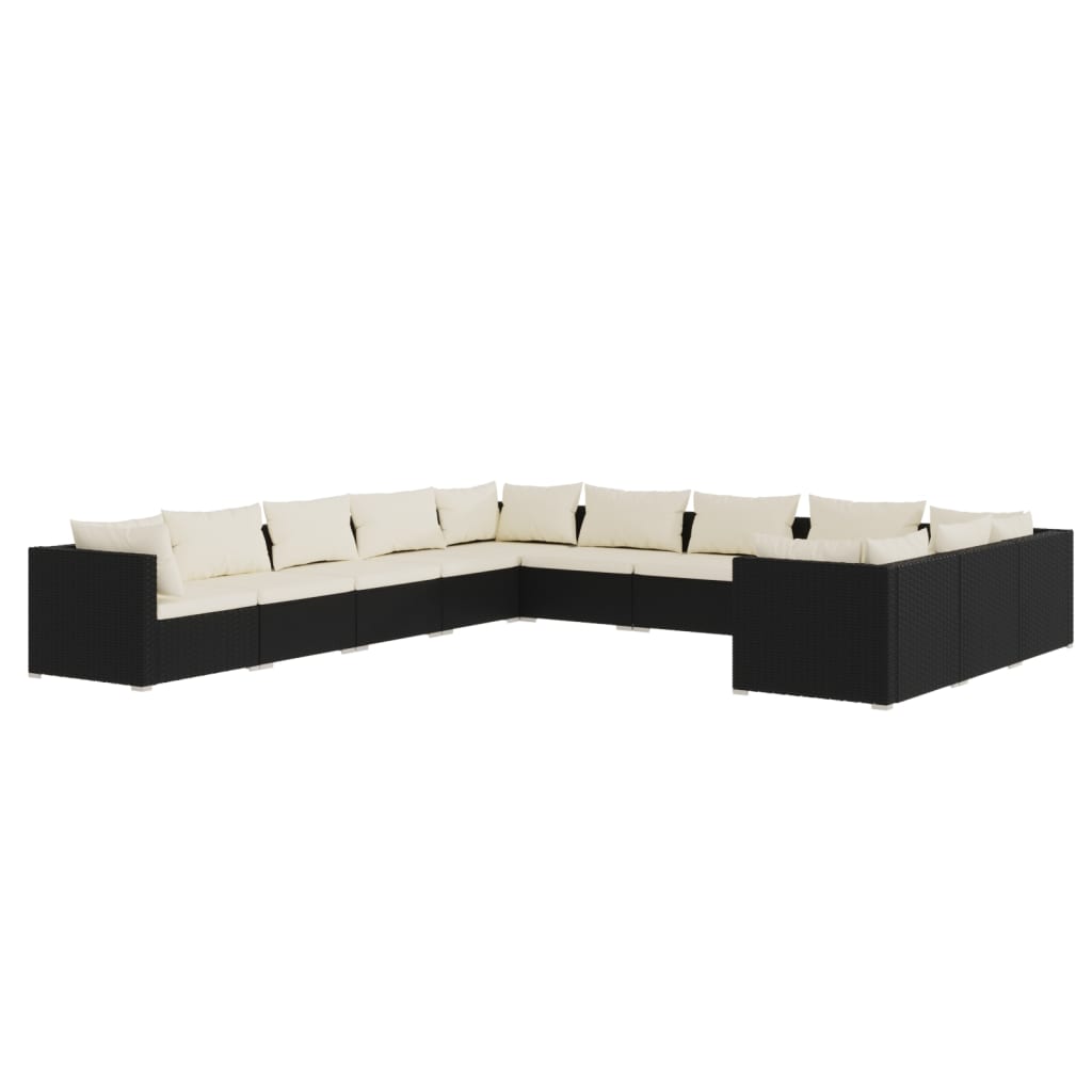 Garden Lounge Set Black, Cream