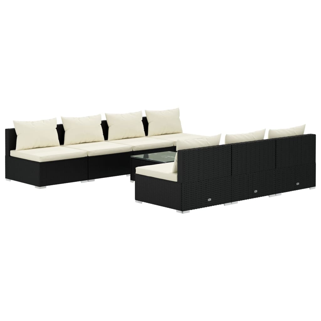 Garden Lounge Set Black, Cream