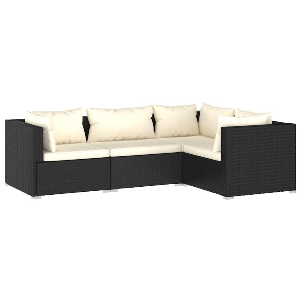Garden Lounge Set Black, Cream