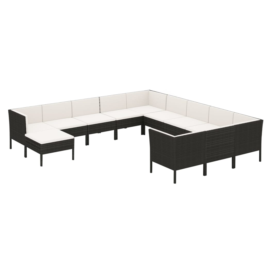 Garden Lounge Set Black, Cream White