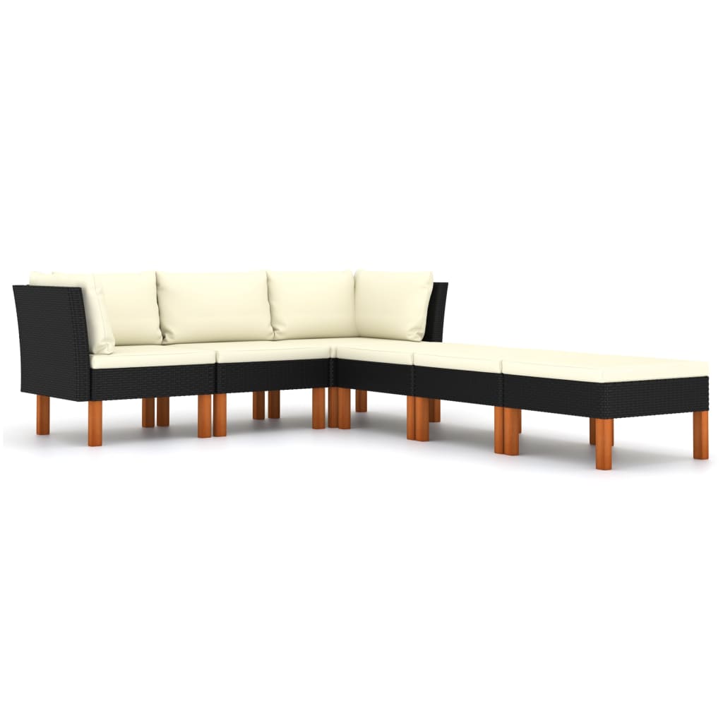 Garden Lounge Set Black, Cream white