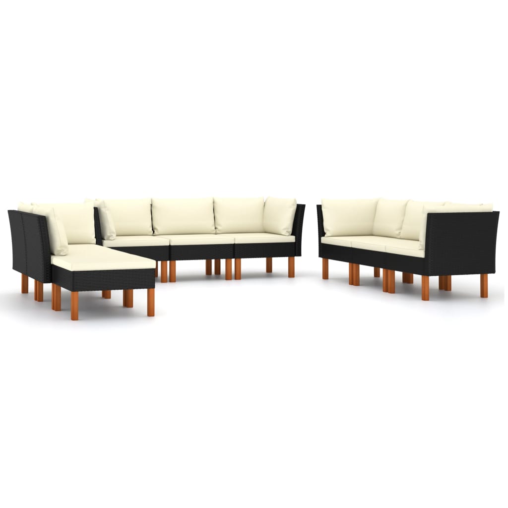 Garden Lounge Set Black, Cream White