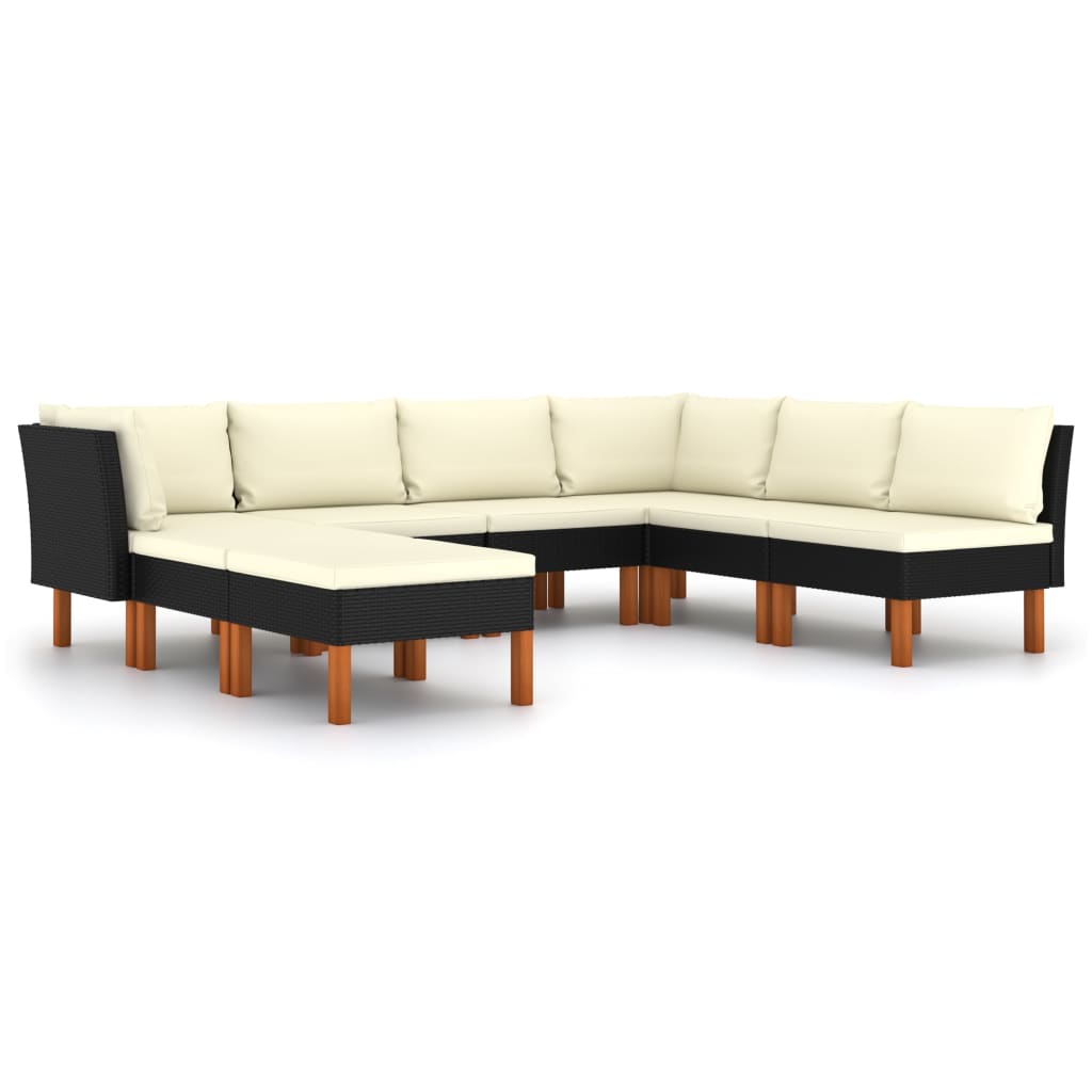 Garden Lounge Set Black, Cream White