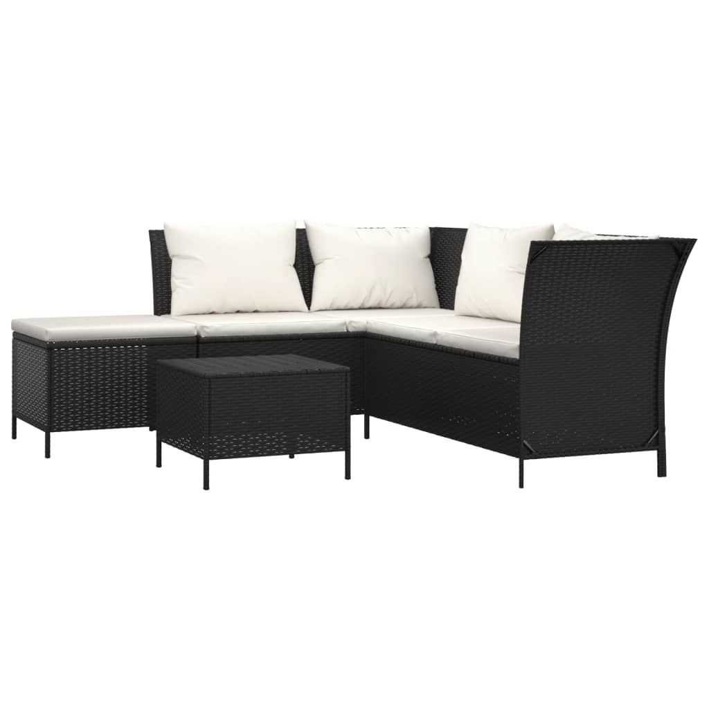 Garden Lounge Set Black, Cream White