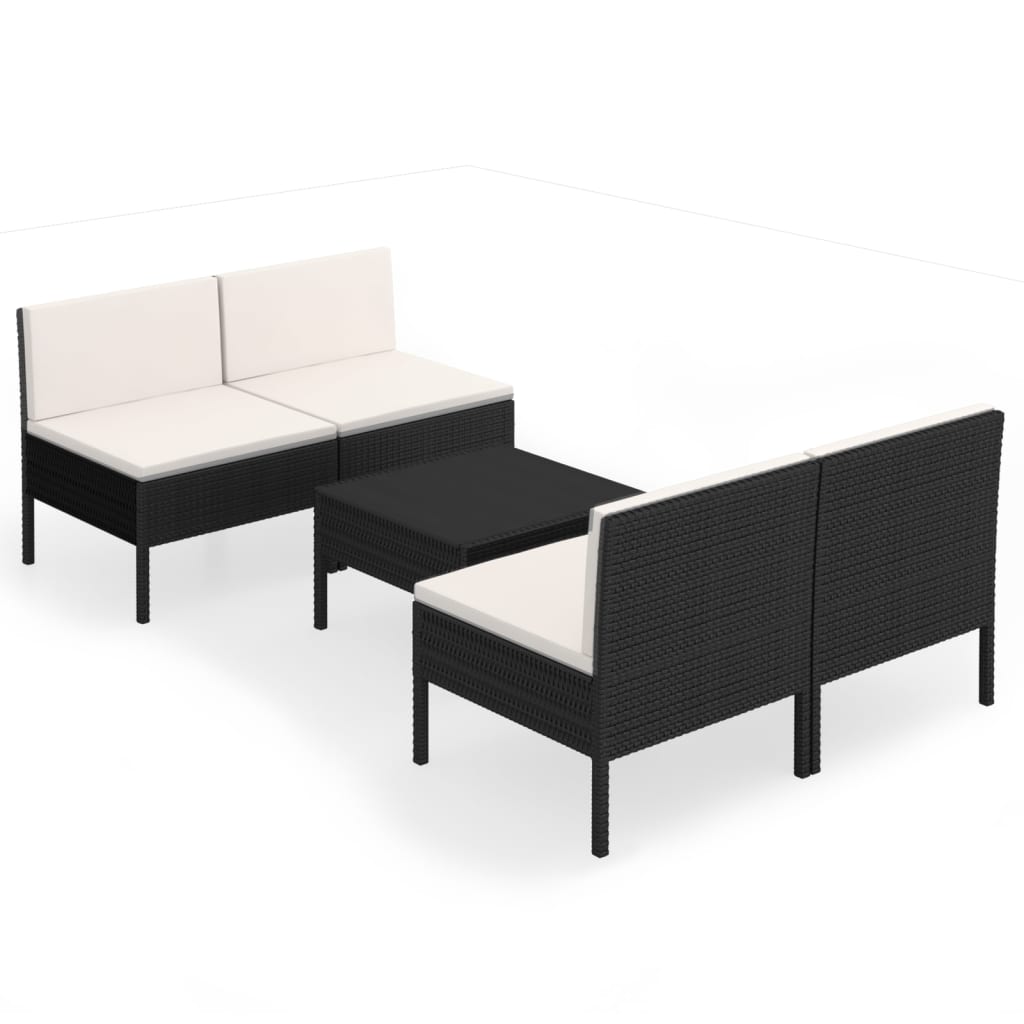 Garden Lounge Set Black, Cream white