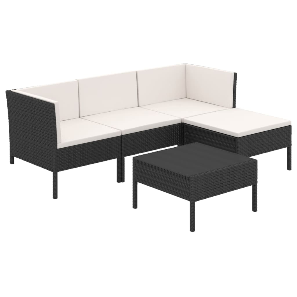 Garden Lounge Set Black, Cream White
