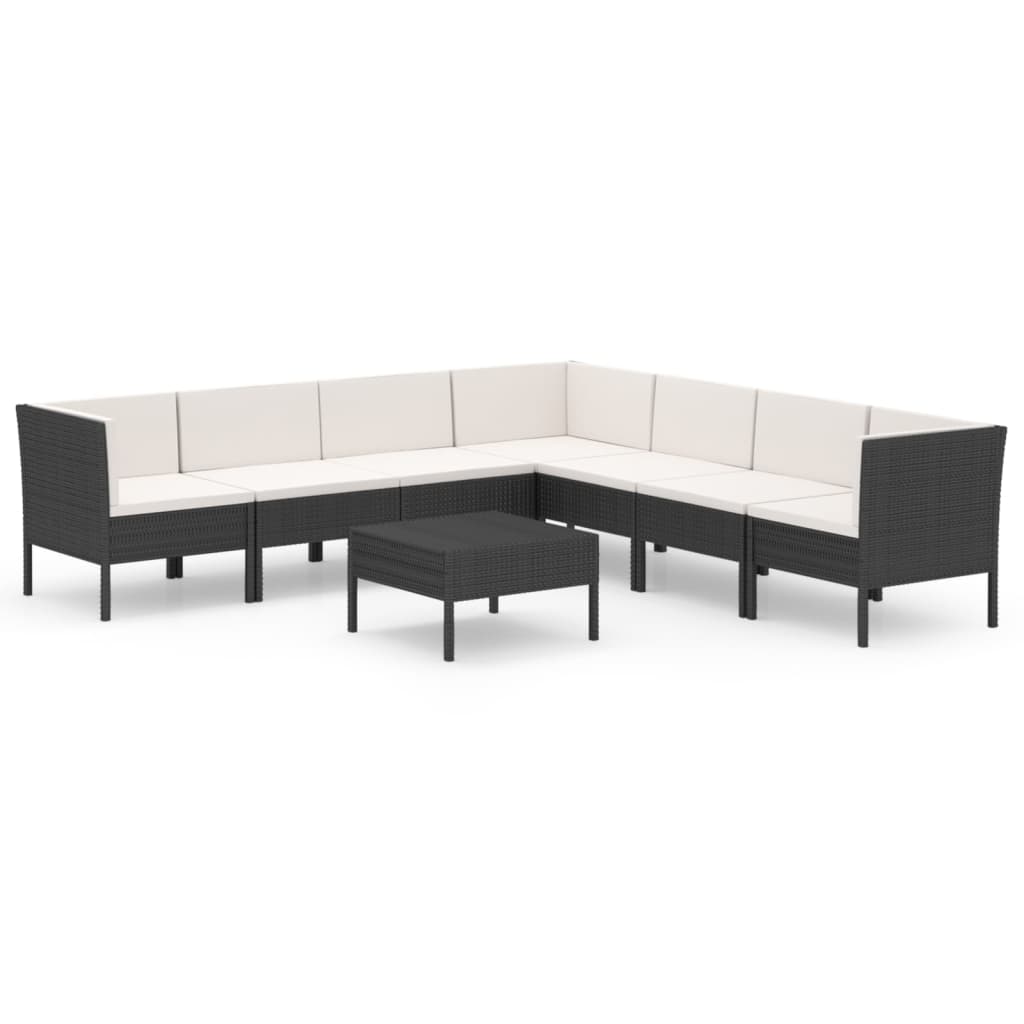 Garden Lounge Set Black, Cream White