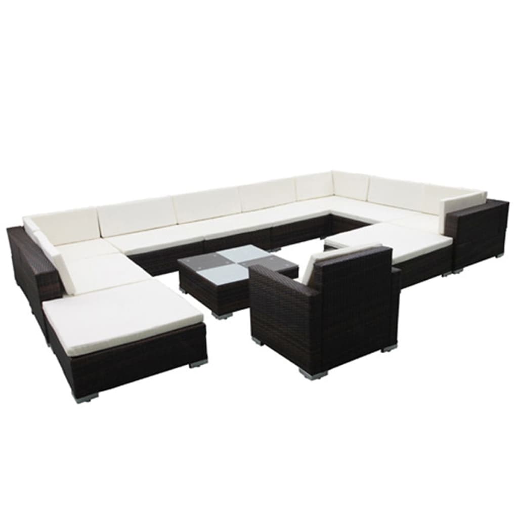 Garden Lounge Set Black, Cream White