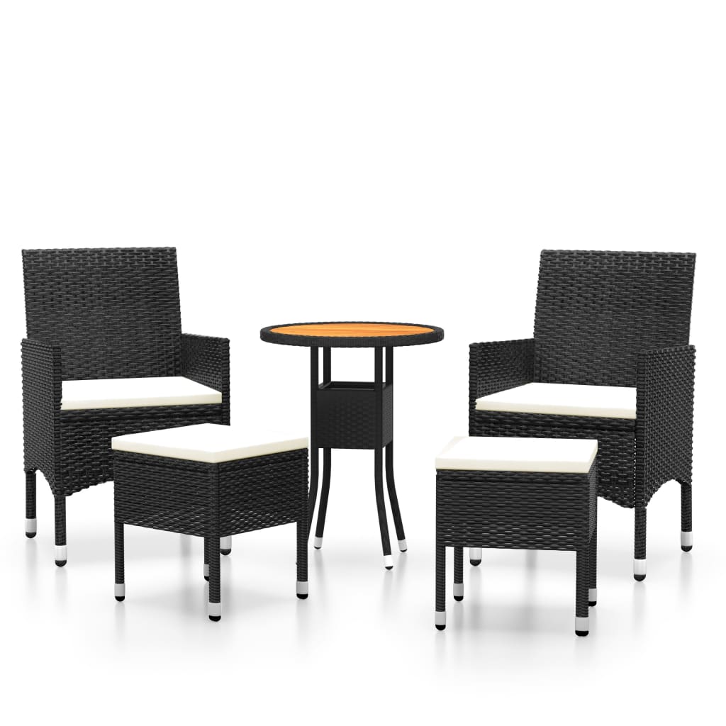 Garden Lounge Set Black, Cream White
