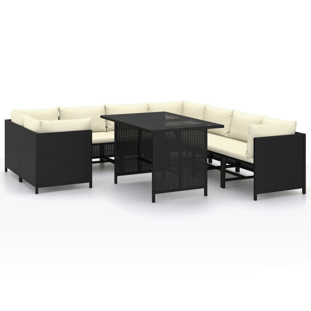 Garden Lounge Set Black, Cream White