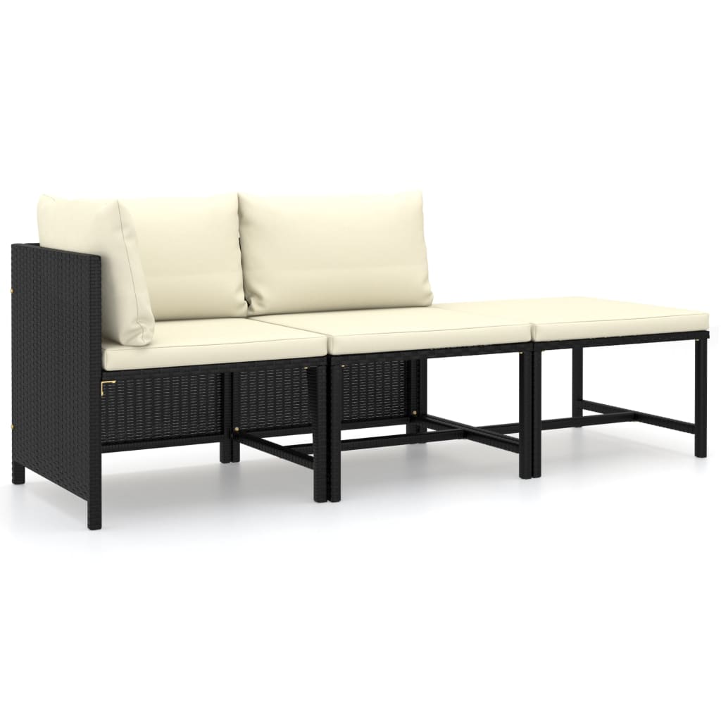 Garden Lounge Set Black, Cream White