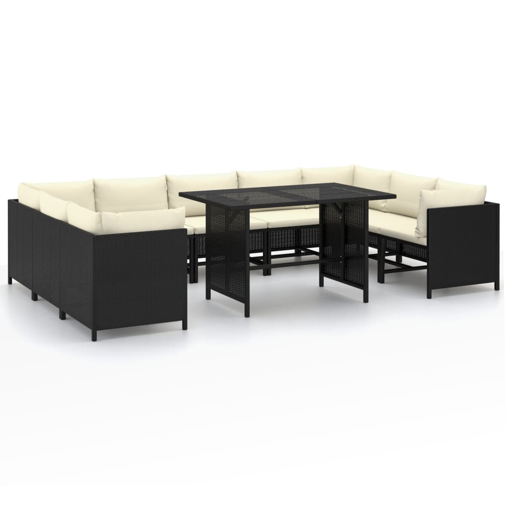 Garden Lounge Set Black, Cream white