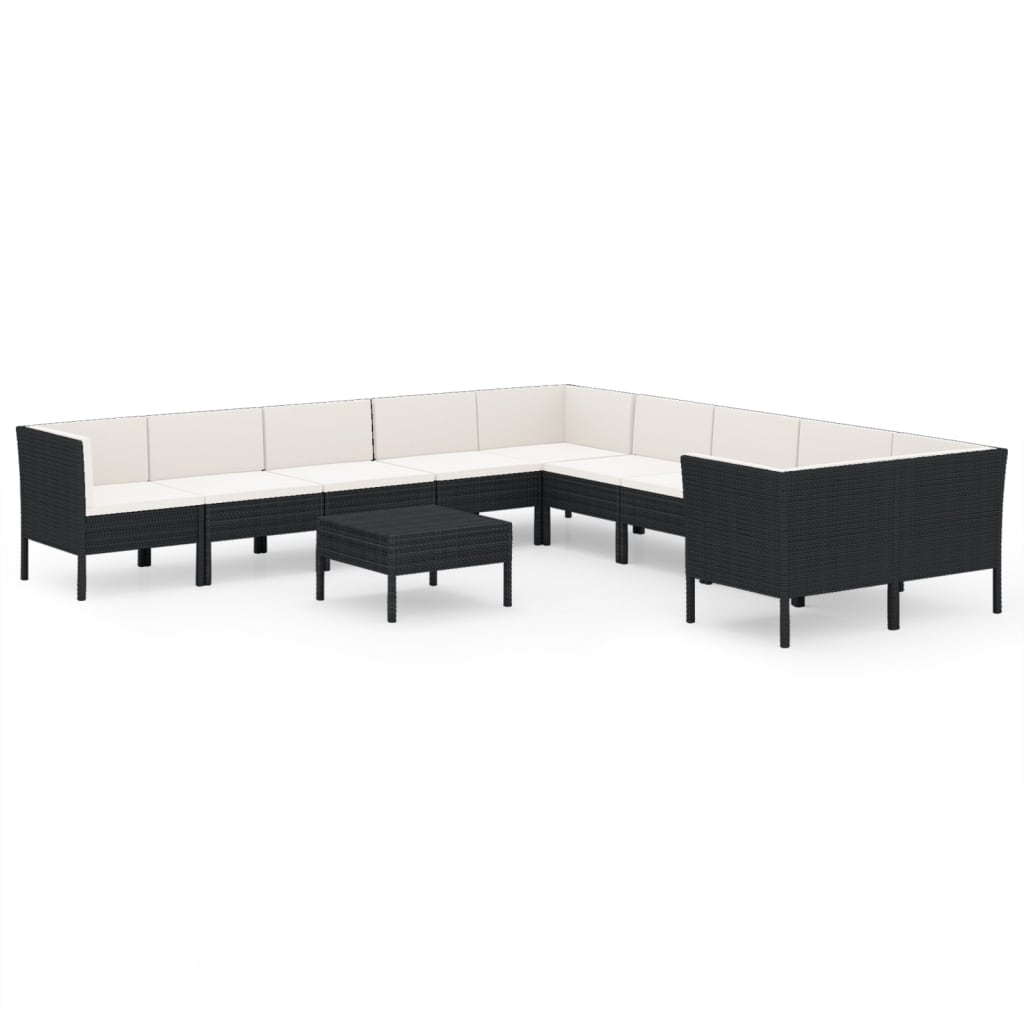 Garden Lounge Set Black, Cream White