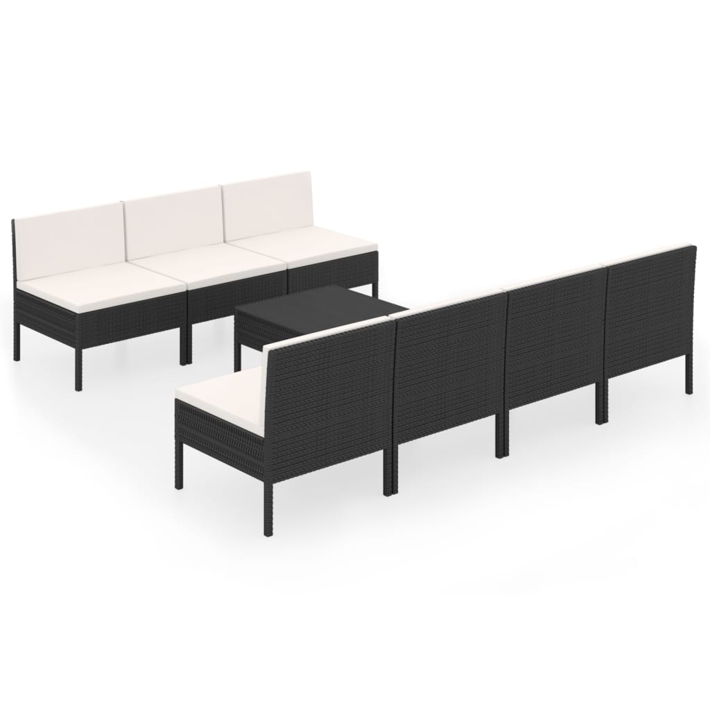 Garden Lounge Set Black, Cream White
