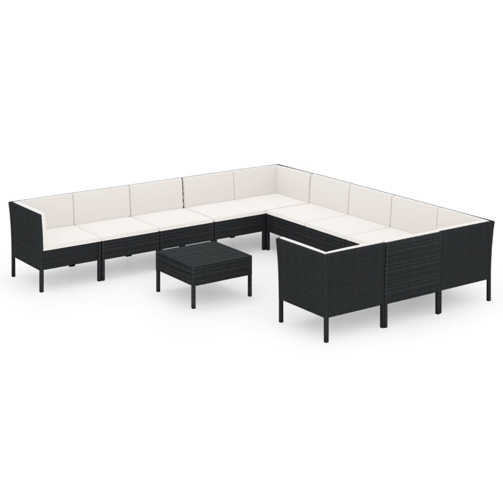 Garden Lounge Set Black, Cream White