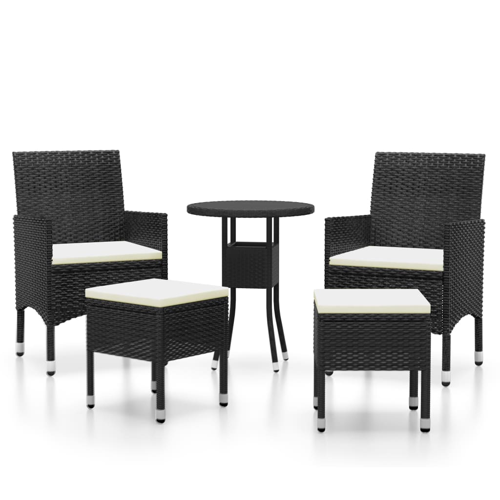 Garden Lounge Set Black, Cream White