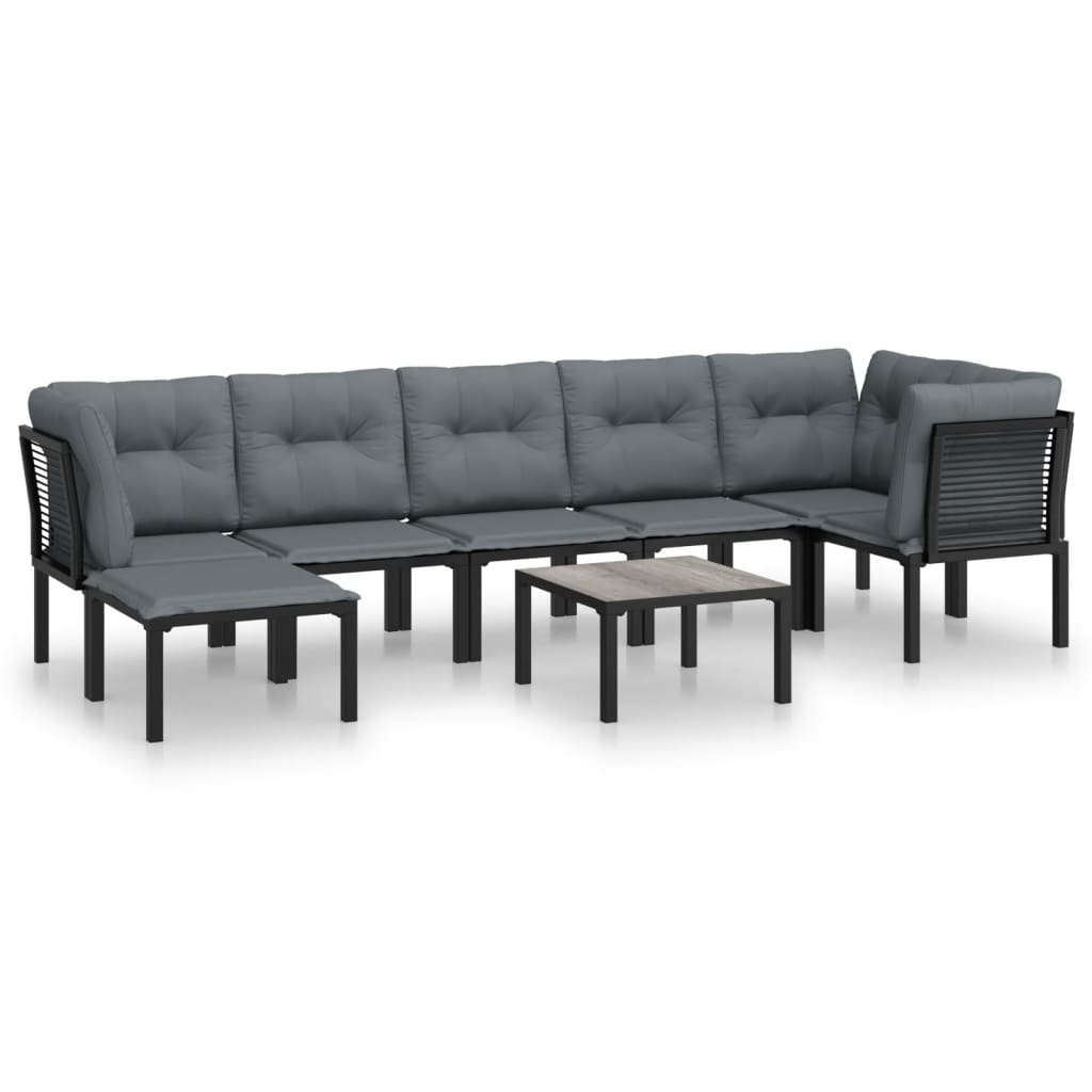 Garden Lounge Set Black, Dark Grey Poly Rattan Standard Modular