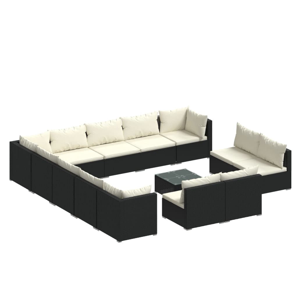 Garden Lounge Set Black frame, Cream cushions