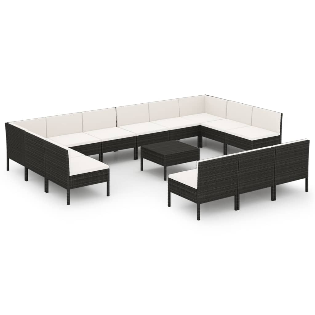 Garden Lounge Set Black frame with cream white cushions