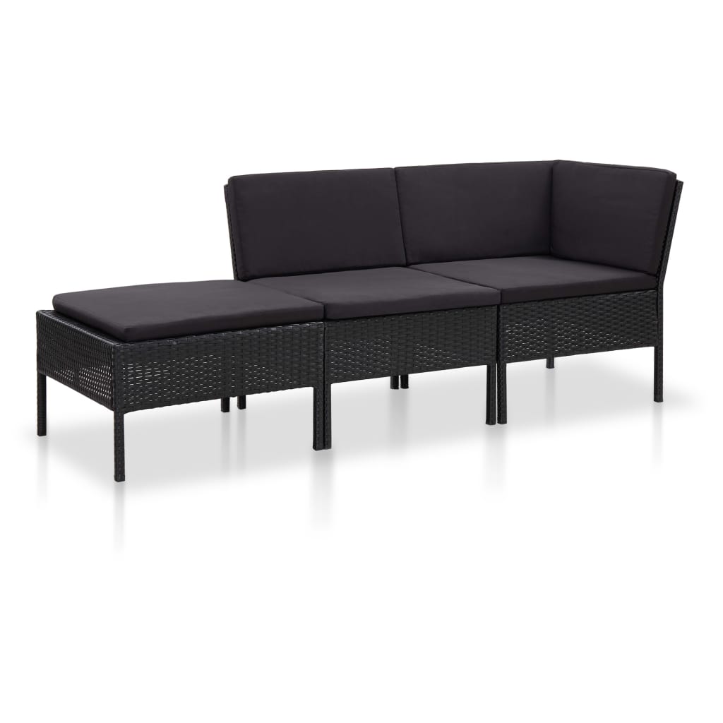 Garden Lounge Set Black PE (polyethylene) rattan Medium Modular
