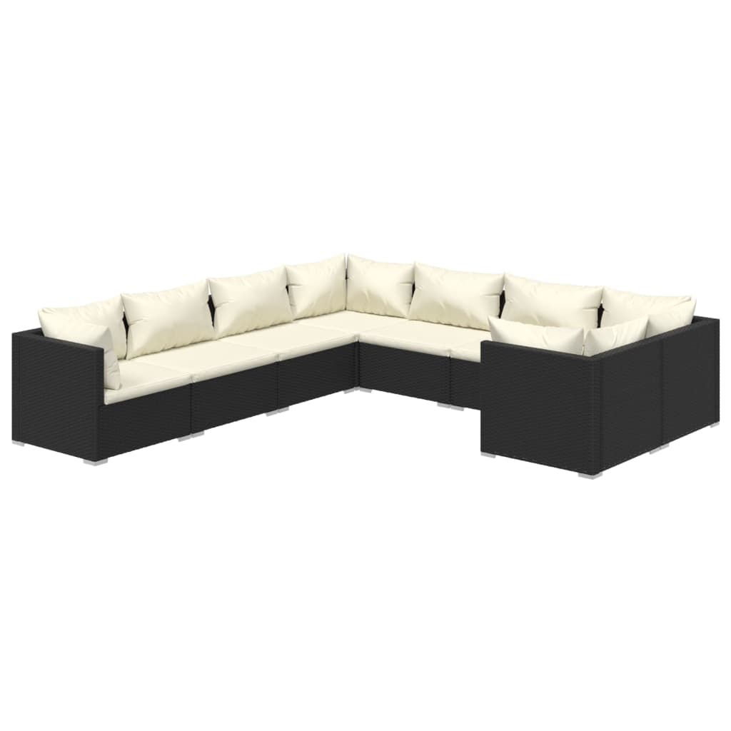Garden Lounge Set Black PE Rattan 27.6 x 27.6 x 23.8 in Modular