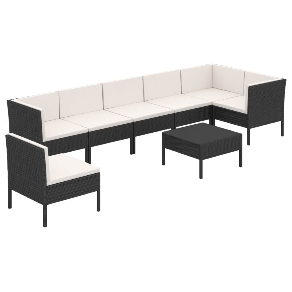Garden Lounge Set Black PE rattan Large Modular
