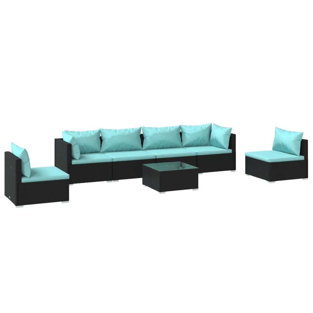 Garden Lounge Set Black PE rattan Large Modular