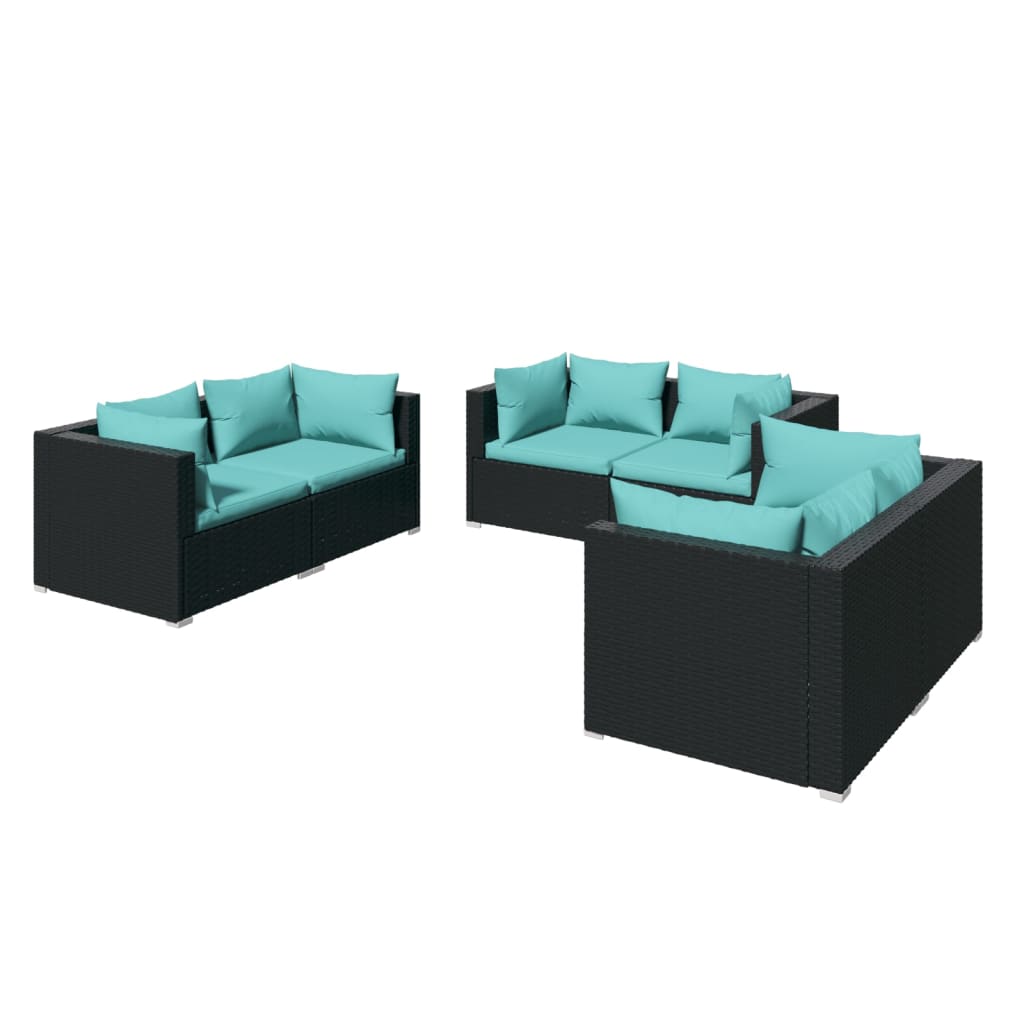 Garden Lounge Set Black PE rattan Large Modular