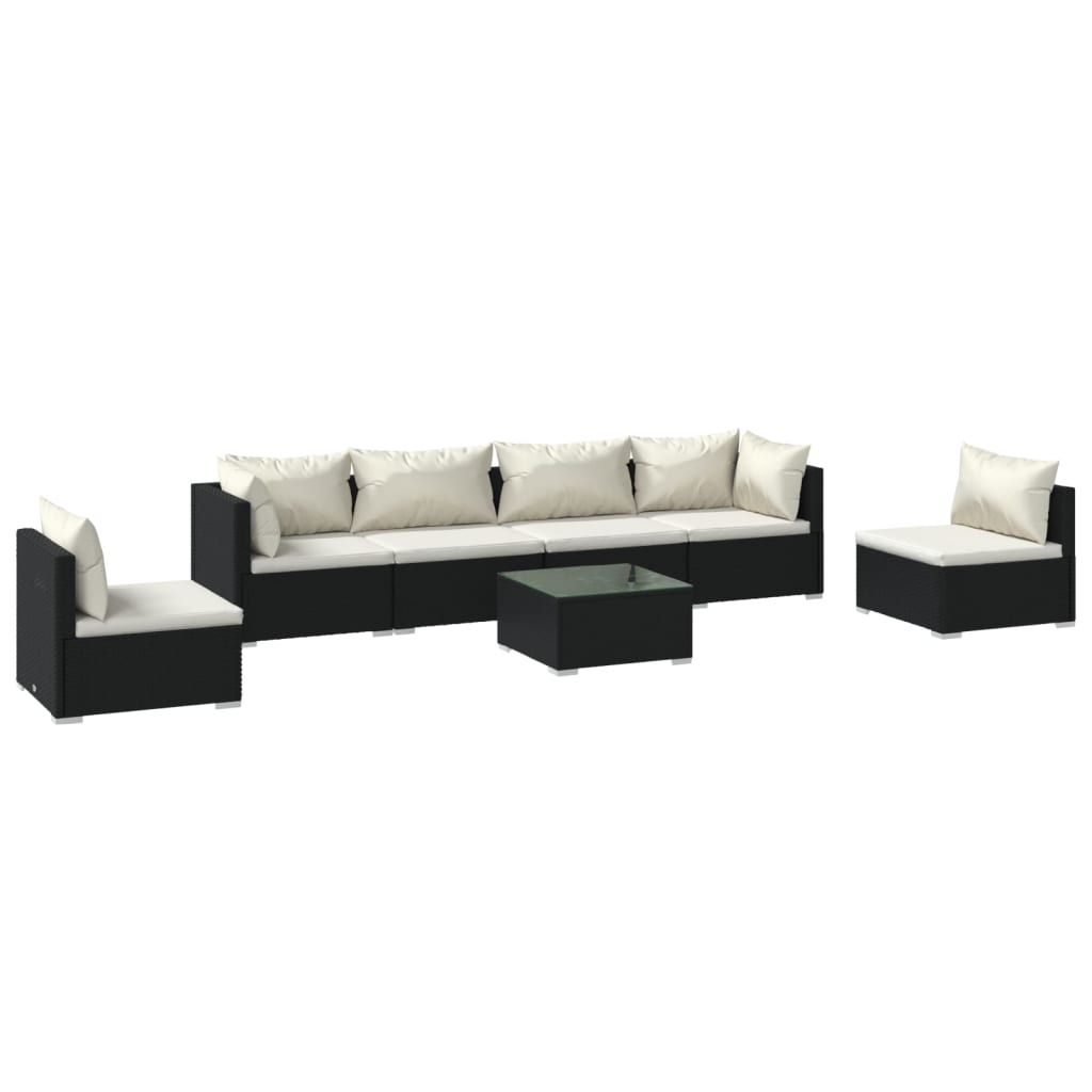 Garden Lounge Set Black PE rattan Large Modular