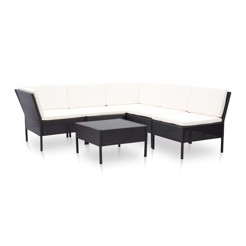 Garden Lounge Set Black PE Rattan Large Modular