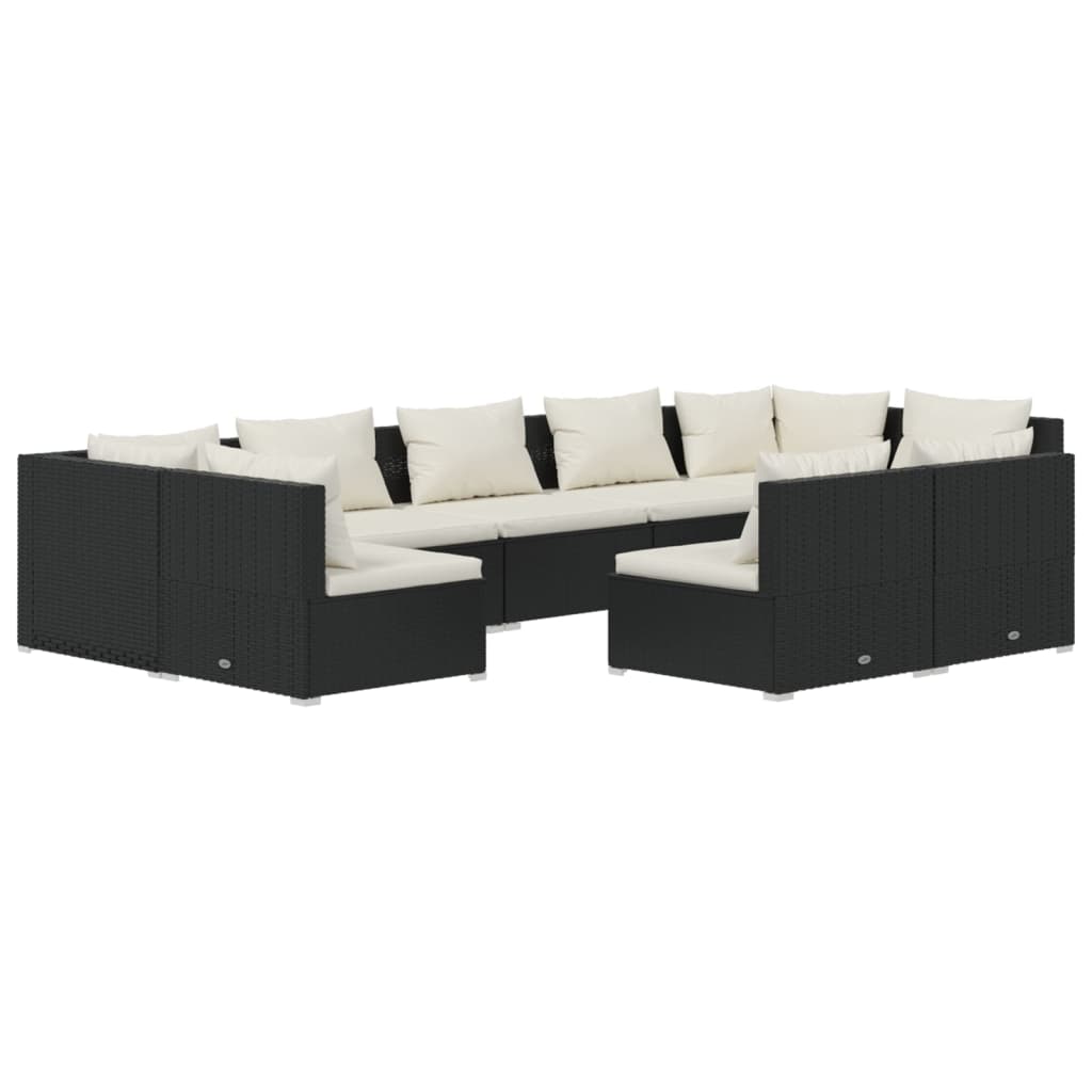 Garden Lounge Set Black PE Rattan Large Modular