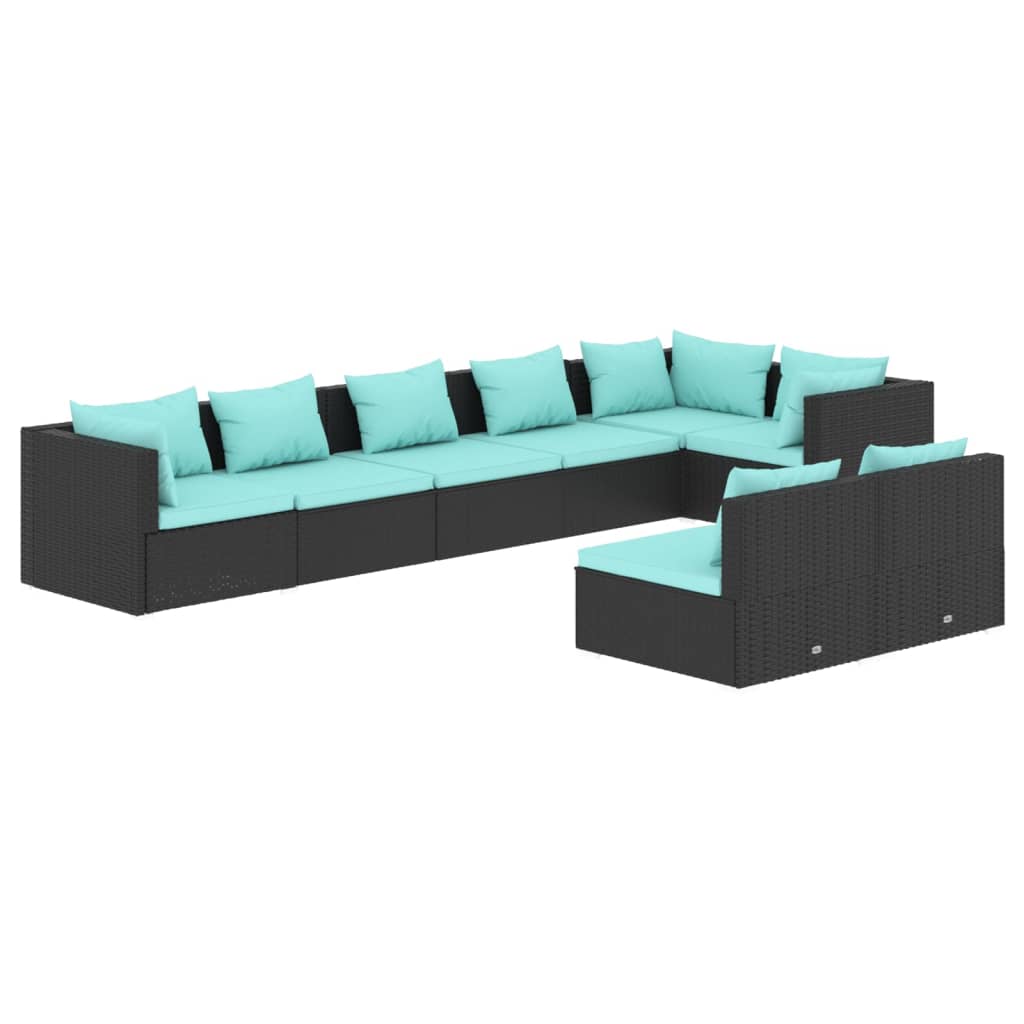 Garden Lounge Set Black PE Rattan Large Modular