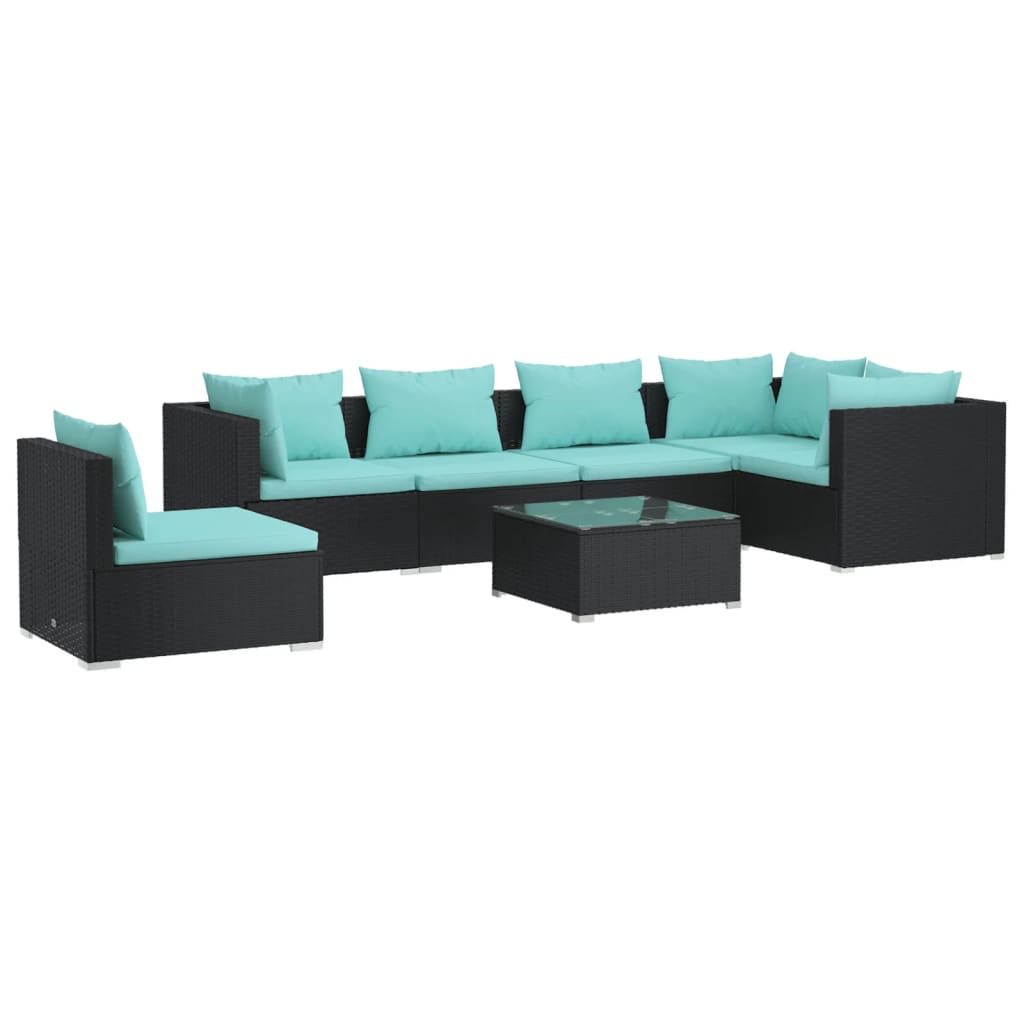 Garden Lounge Set Black PE rattan Large Modular