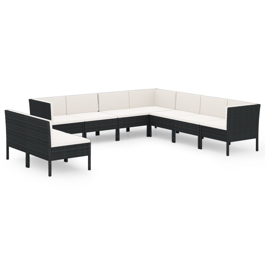Garden Lounge Set Black PE Rattan Large Modular