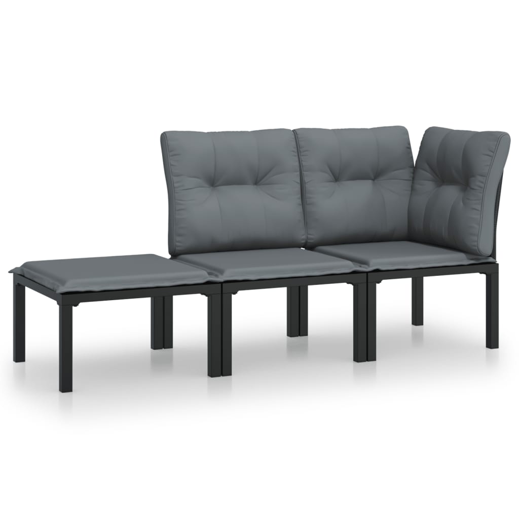 Garden Lounge Set Black PE rattan Medium Adjustable Armrests