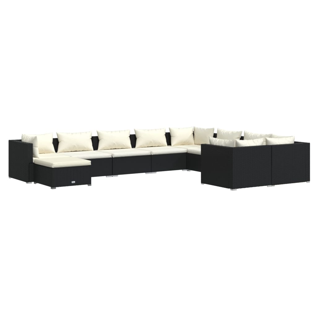 Garden Lounge Set Black PE rattan Medium Modular