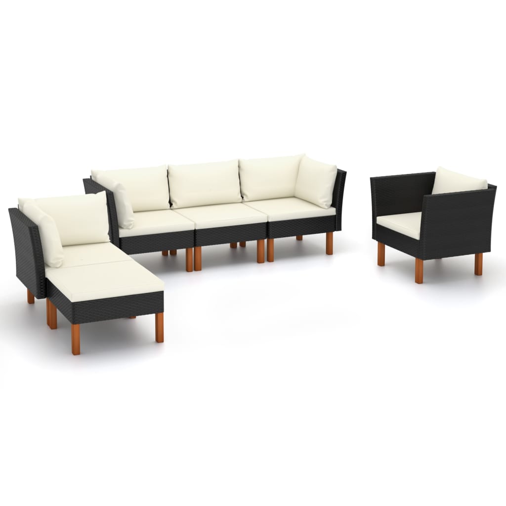 Garden Lounge Set Black PE rattan Medium Modular