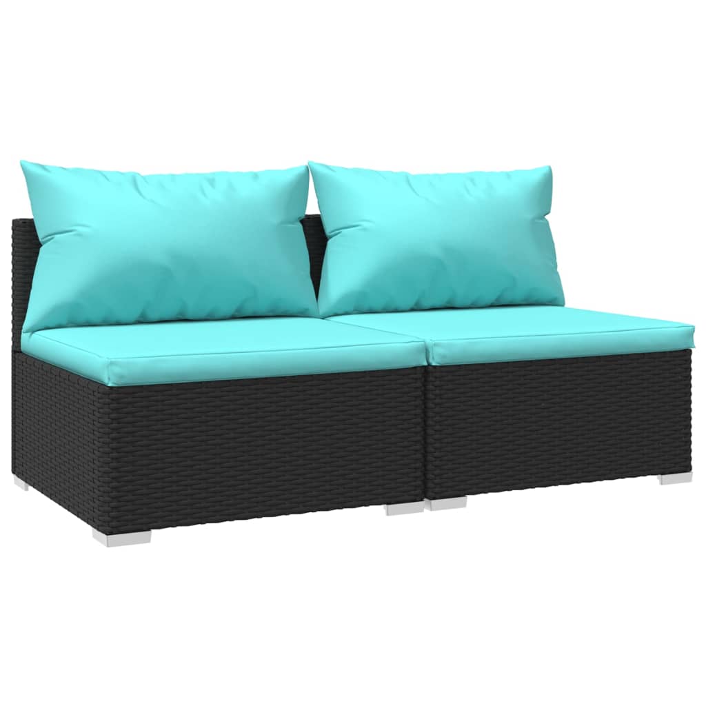 Garden Lounge Set Black PE rattan Medium Modular
