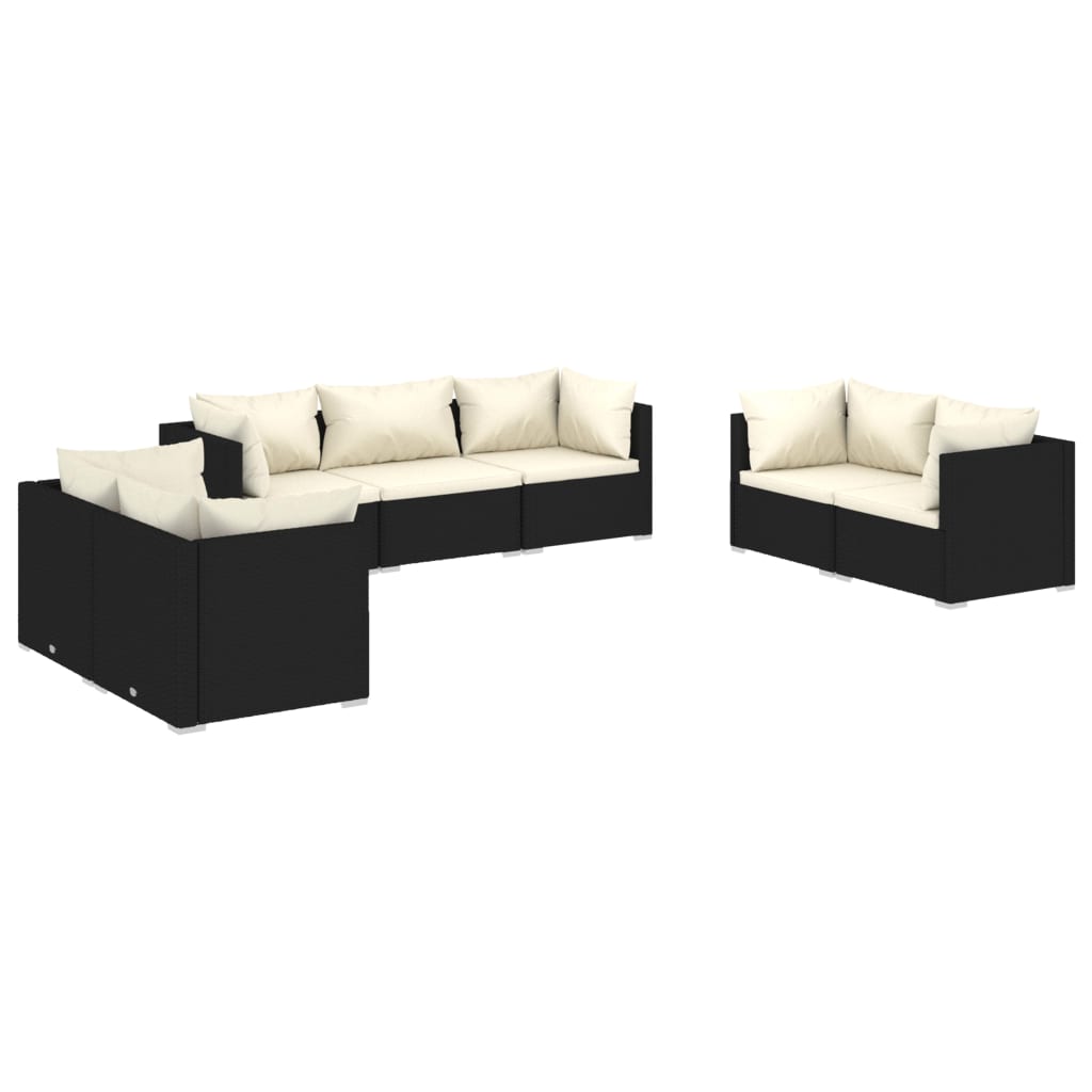Garden Lounge Set Black PE rattan Medium Modular