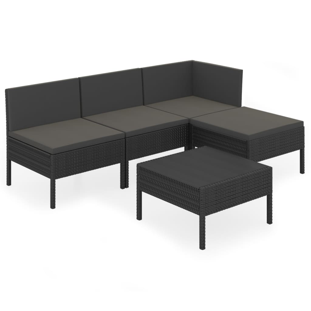 Garden Lounge Set Black PE rattan Medium Modular