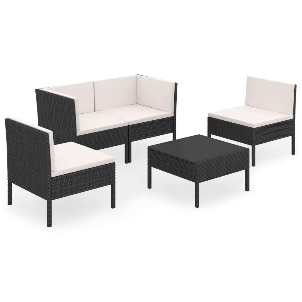 Garden Lounge Set Black PE rattan Medium Modular