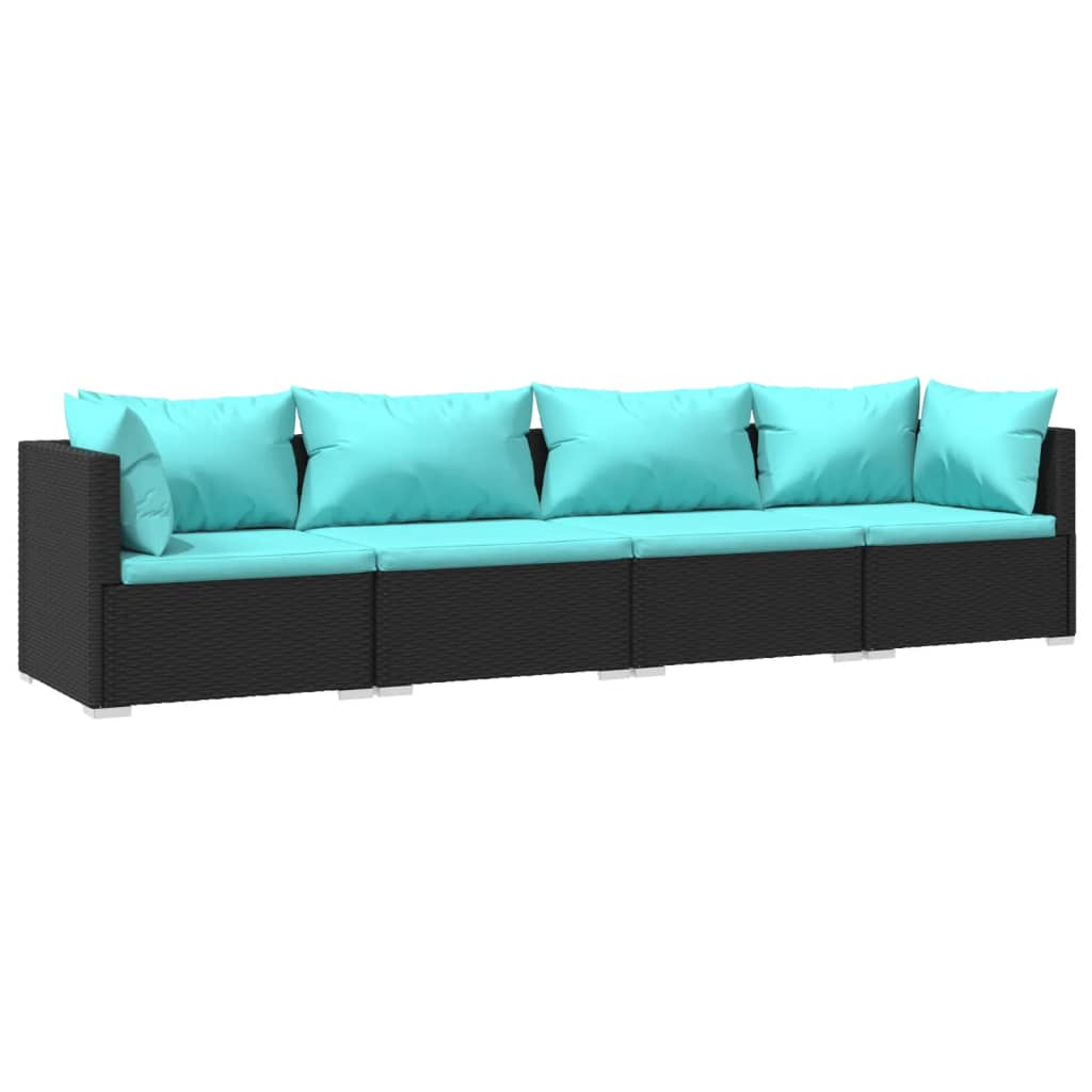 Garden Lounge Set Black PE rattan Modular set size Modular